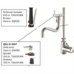 Reservedele for KWC storkøkkenarmatur - Omskifter spindel 3/4"